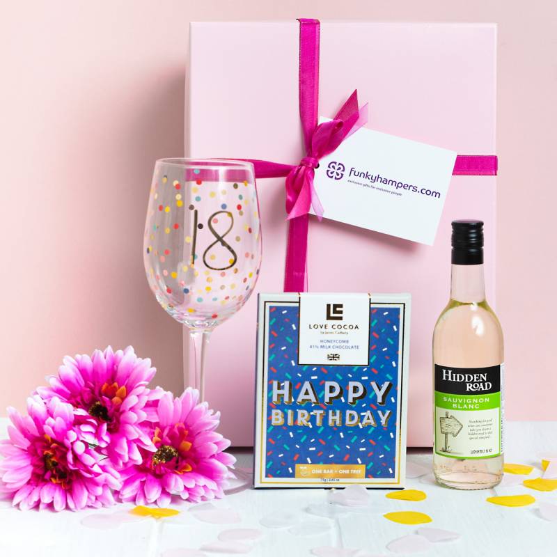 18th Birthday Wine and Chocolates Hamper Funky Hampers