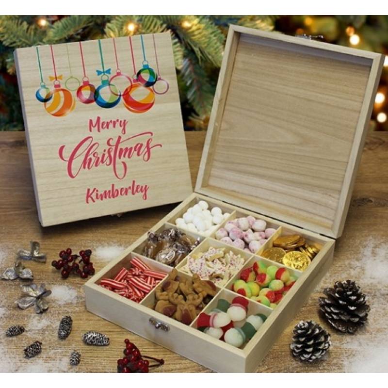 Personalised Merry Christmas Wooden Sweet Box