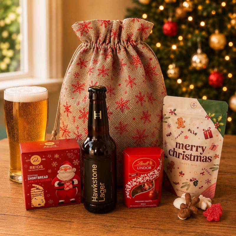 Hawkstone Lager & Treats Christmas Gift Sack