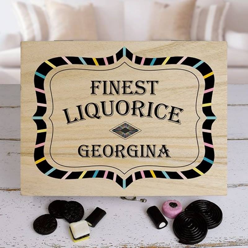 Personalised Liquorice Wooden Sweet Box