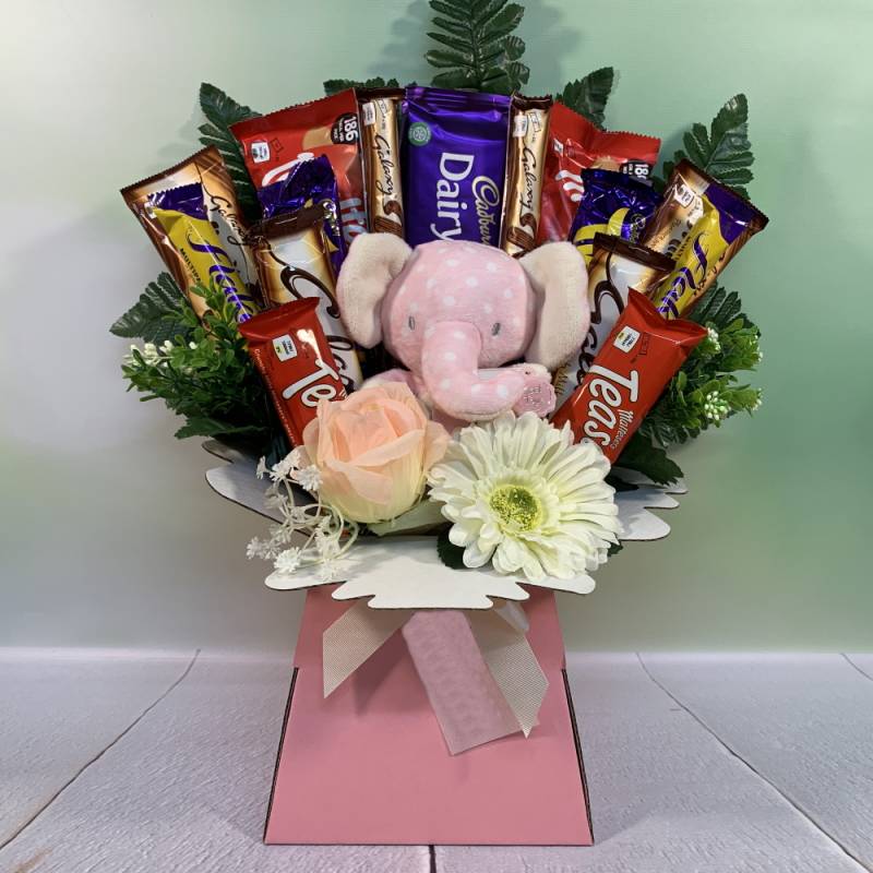 Its A Girl Bear Chocolate Bouquet