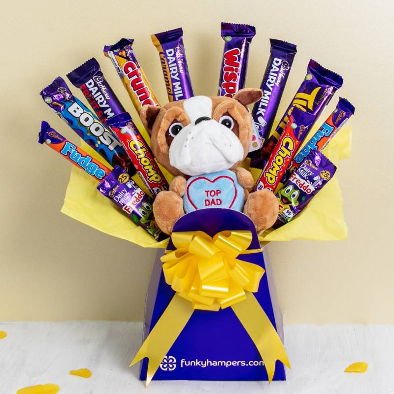 Top Dad Chocolate Bouquet With Bulldog Teddy
