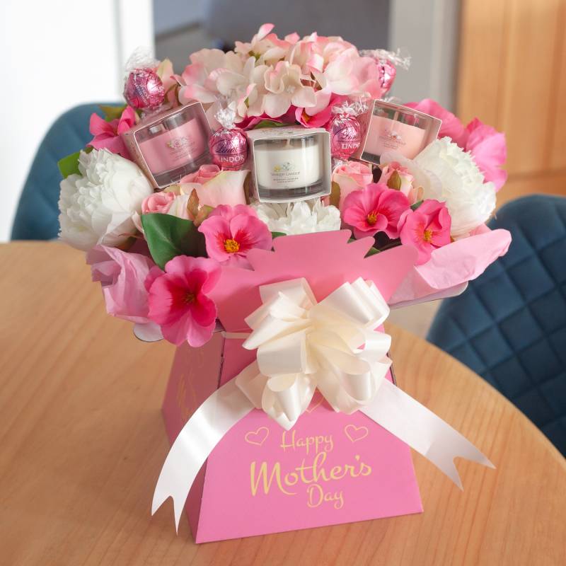 Mothers Day Pink Harmony Yankee Candle and Lindor Bouquet