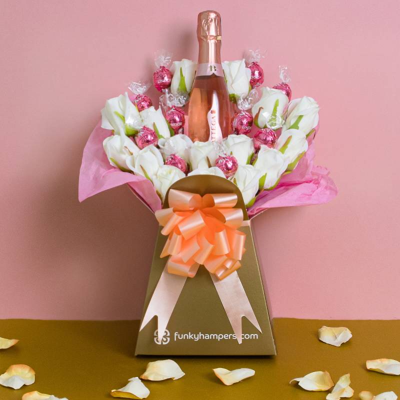 Pink Prosecco and Lindor Chocolate Bouquet