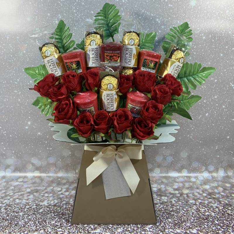 Yankee Candle and Roses Chocolate Bouquet