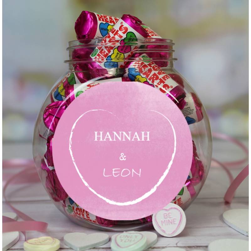 Personalised Love Hearts Mini Jar