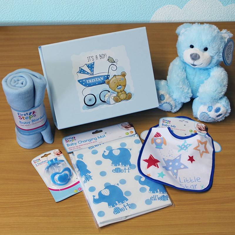Personalised New Baby Boy Gift Set | Funky Hampers