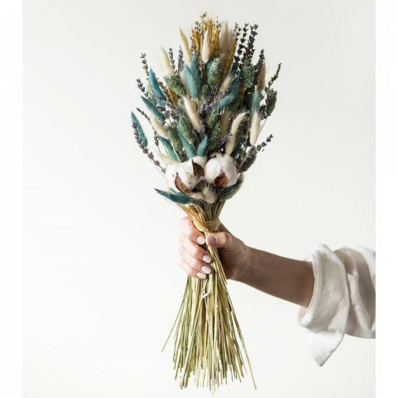Blue Bunny Tails Dried Posy