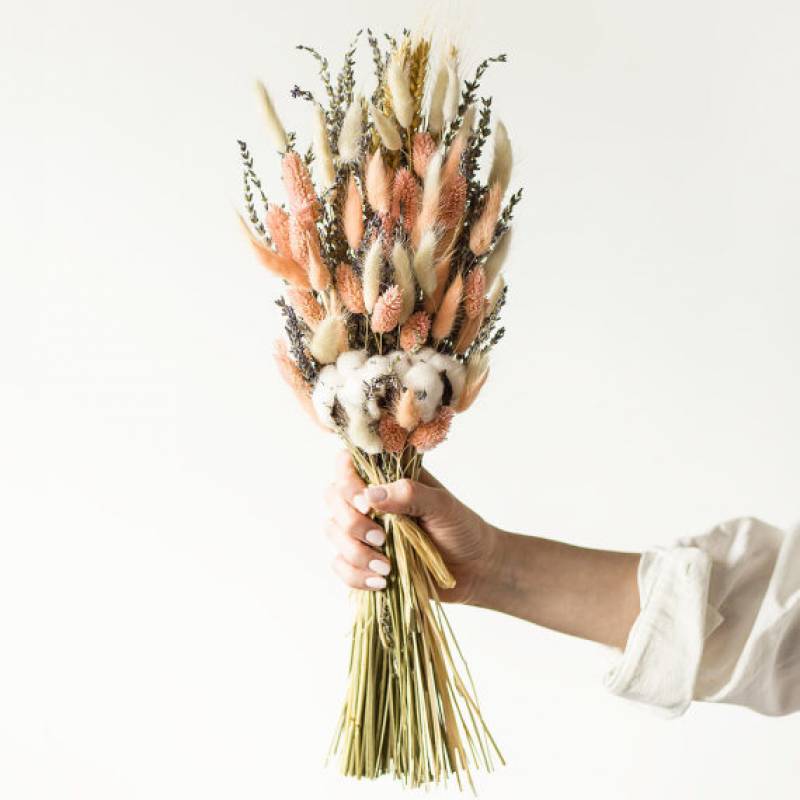 Pink Bunny Tails Dried Posy