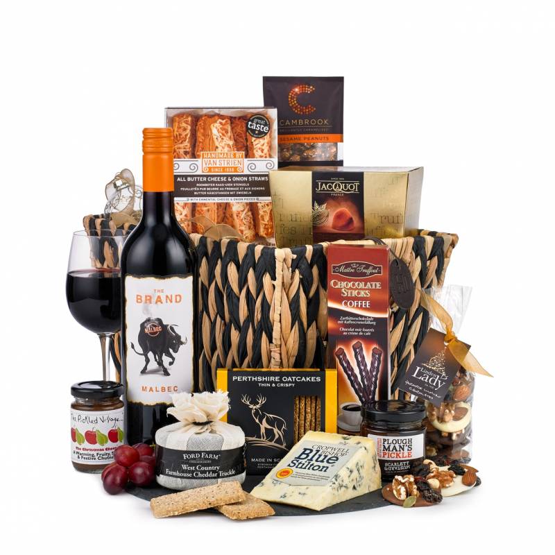 Cheese, Red Wine and Snacks Hamper Funky Hampers
