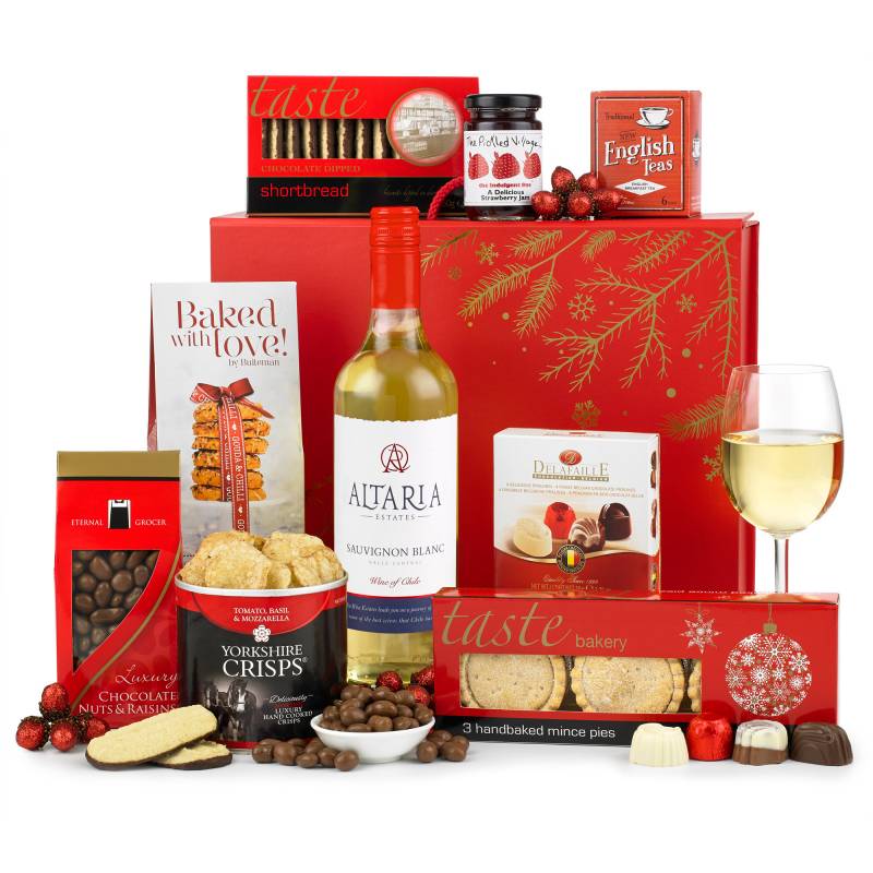The Rejoice White Wine Christmas Hamper Funky Hampers