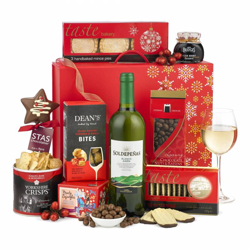 The Rejoice White Wine Christmas Hamper Funky Hampers