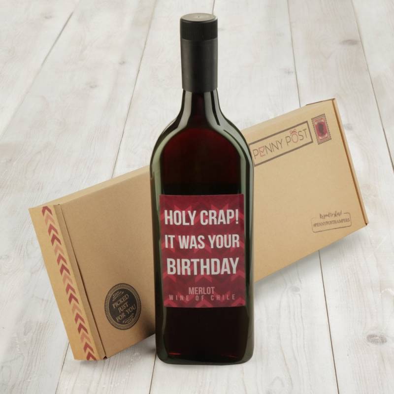 Letterbox Wine Gift - Tempranillo - Holy Crap! Belated Birthday