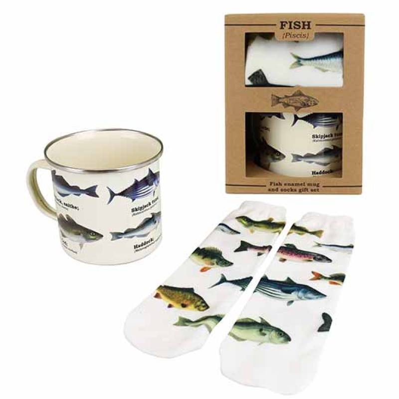 Fish Enamel Mug & Socks Gift Set