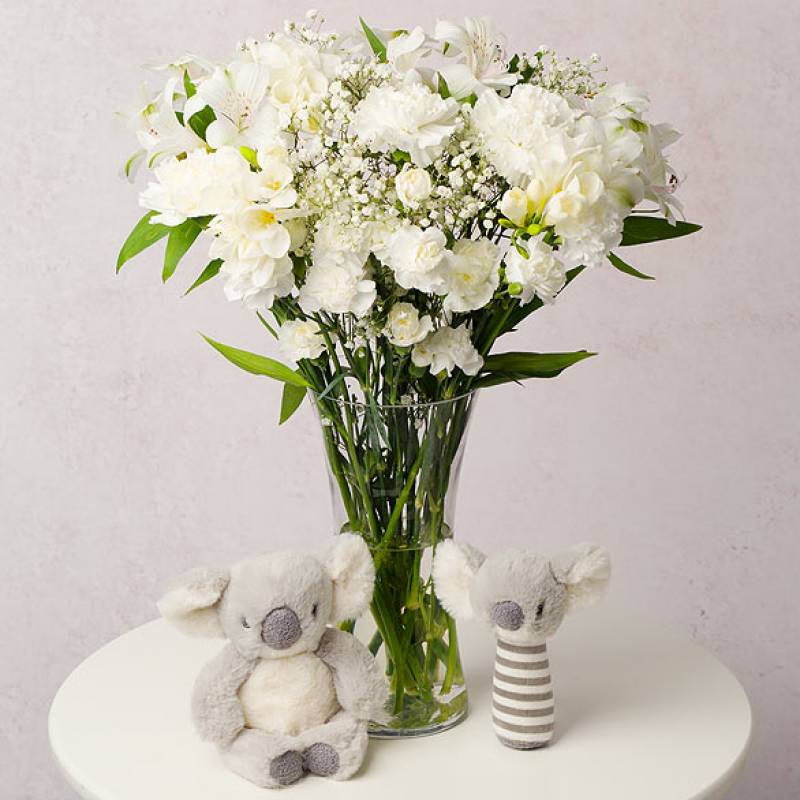 New Baby Rattle & Flowers