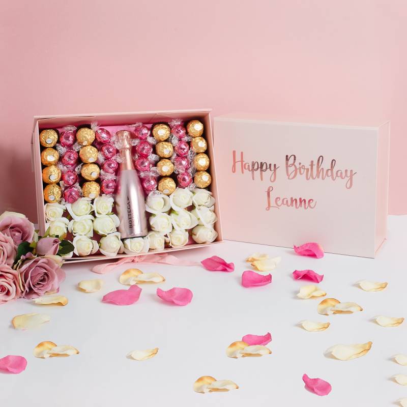 Personalised Happy Birthday Luxury Pink Prosecco Hamper