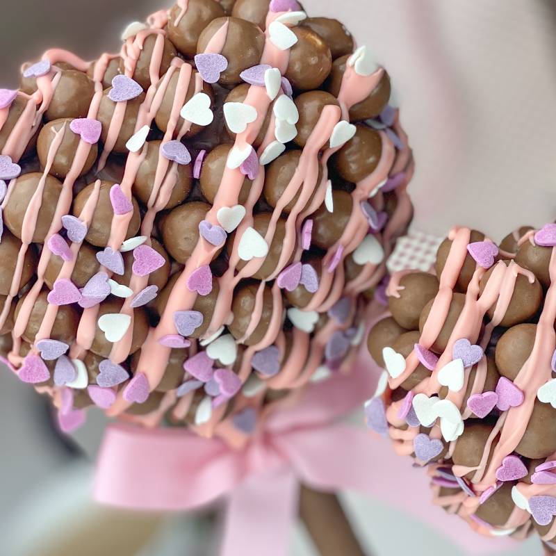 Malteser Heart Tree with Pink Drizzle and Heart Sprinkles