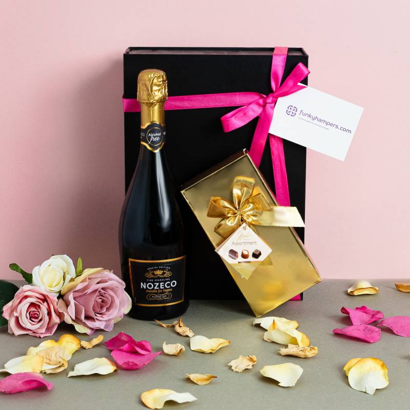 Alcohol Free Prosecco and Belgian Chocolates Hamper | Funky Hampers