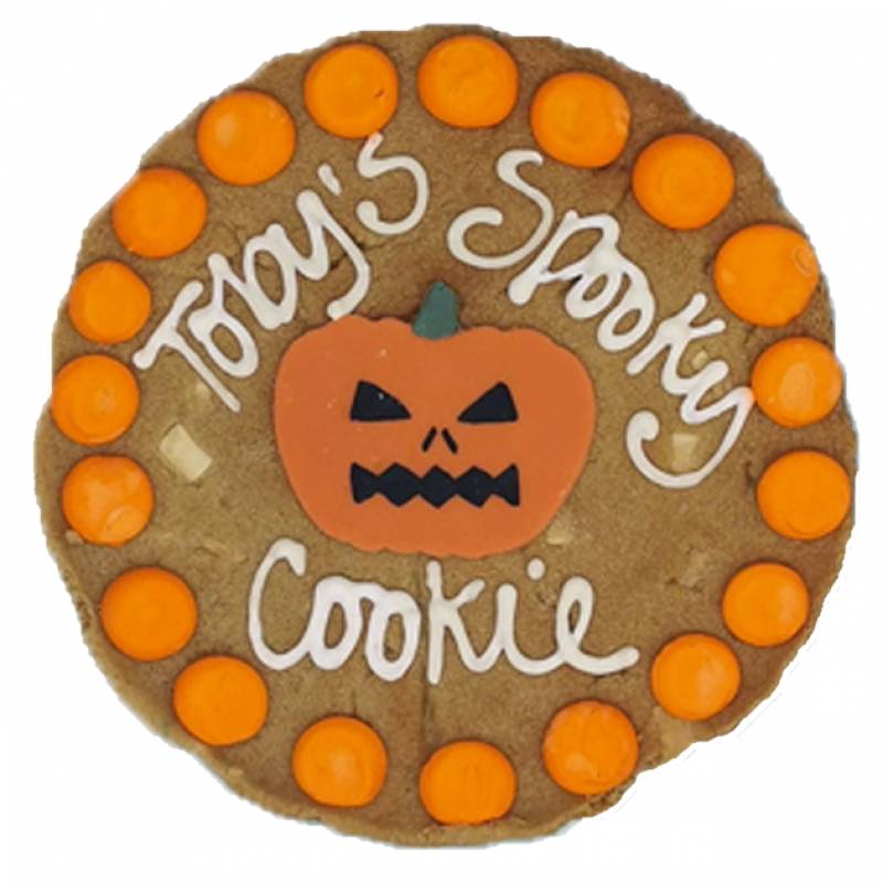 Personalised Giant Halloween 7 Inch Cookie Pumpkin Design