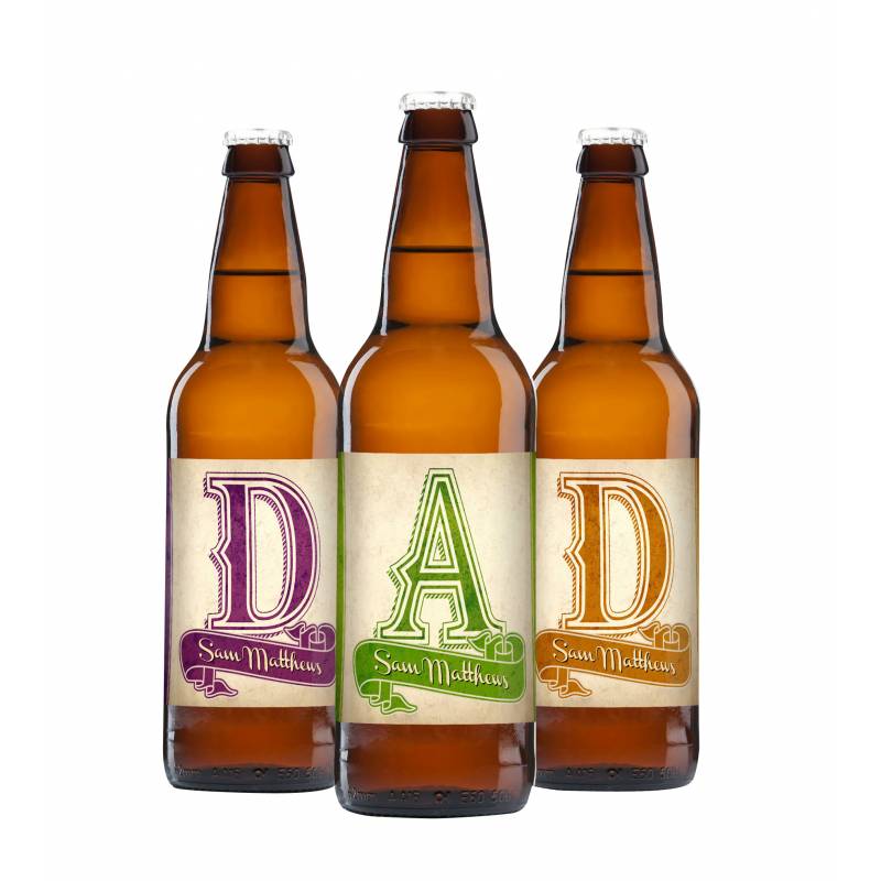 Personalised Dad Pack of 3 Beer