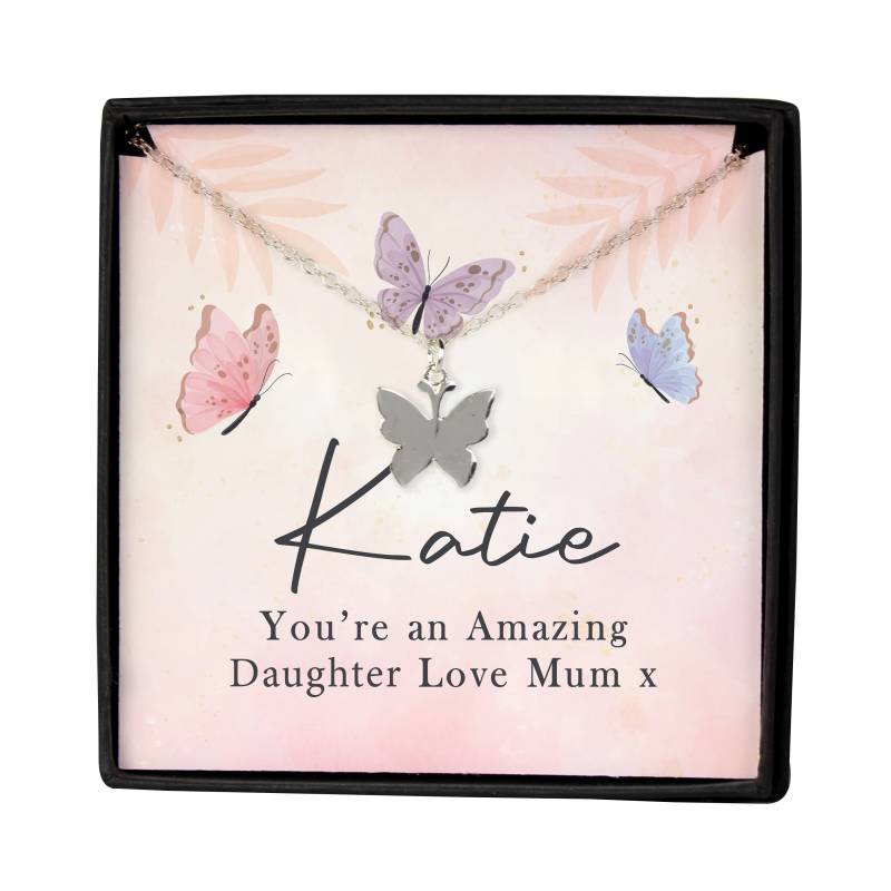 Personalised Sentiment Card & Butterfly Necklace