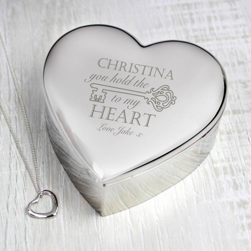 Personalised Key to My Heart Trinket Box & Necklace