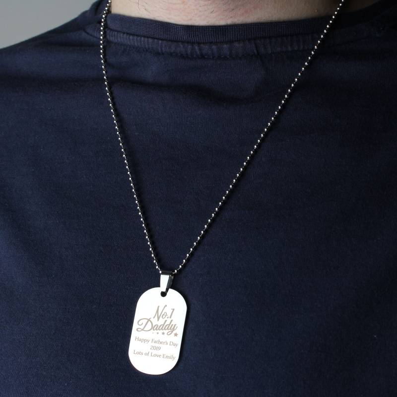 Personalised No.1 Daddy Stainless Steel Dog Tag Necklace