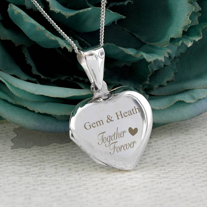 Personalised Sterling Silver 'Together Forever' Heart Locket