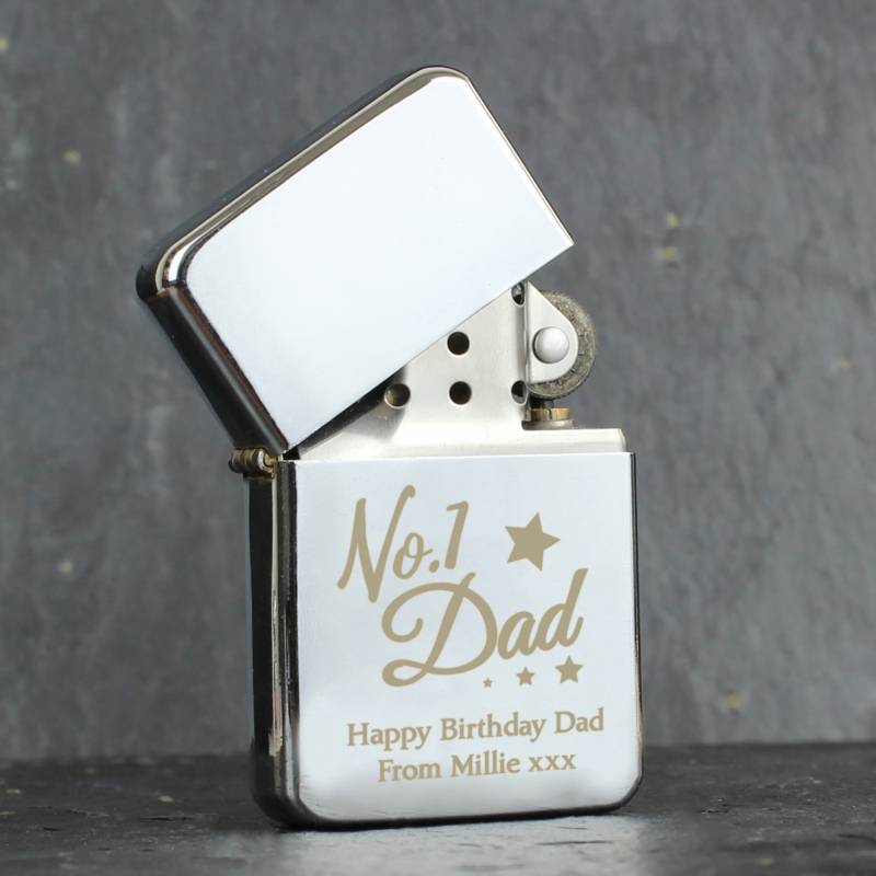 Personalised No.1 Dad Silver Lighter