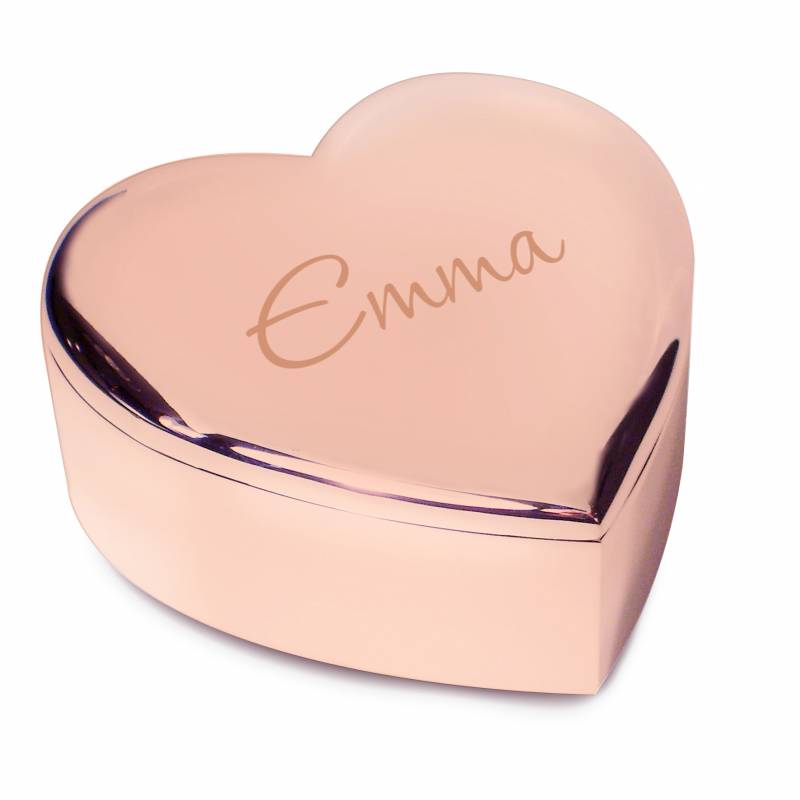 Personalised Name Only Rose Gold Heart Trinket Box