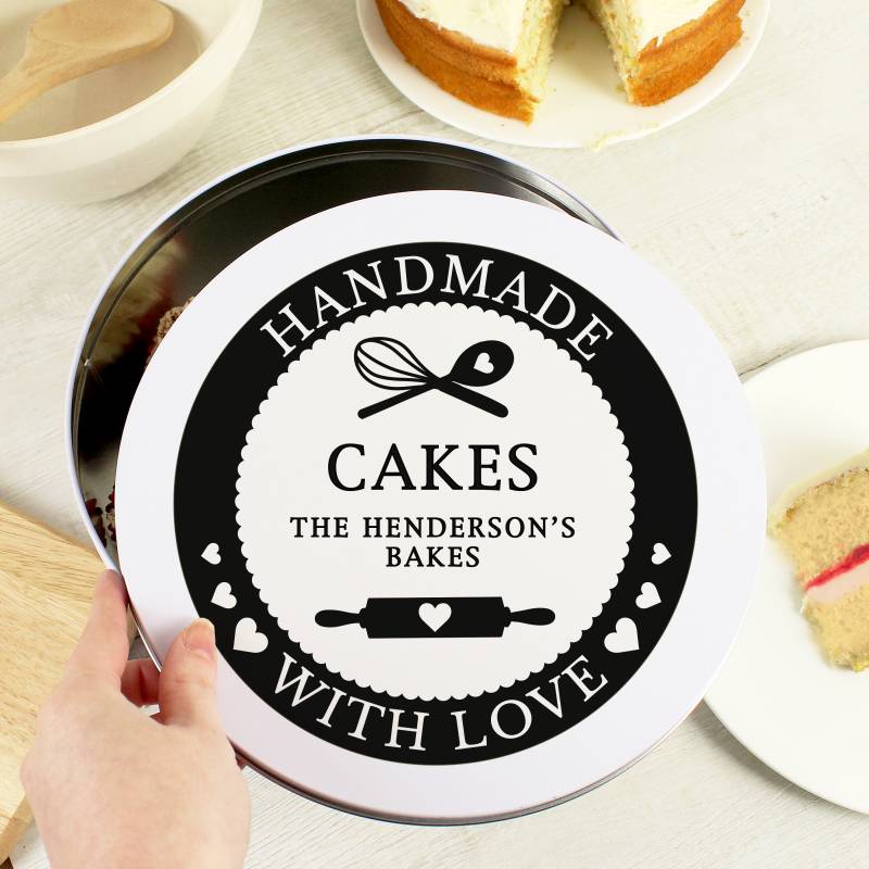 Personalised Hand Made With Love Cake Tin