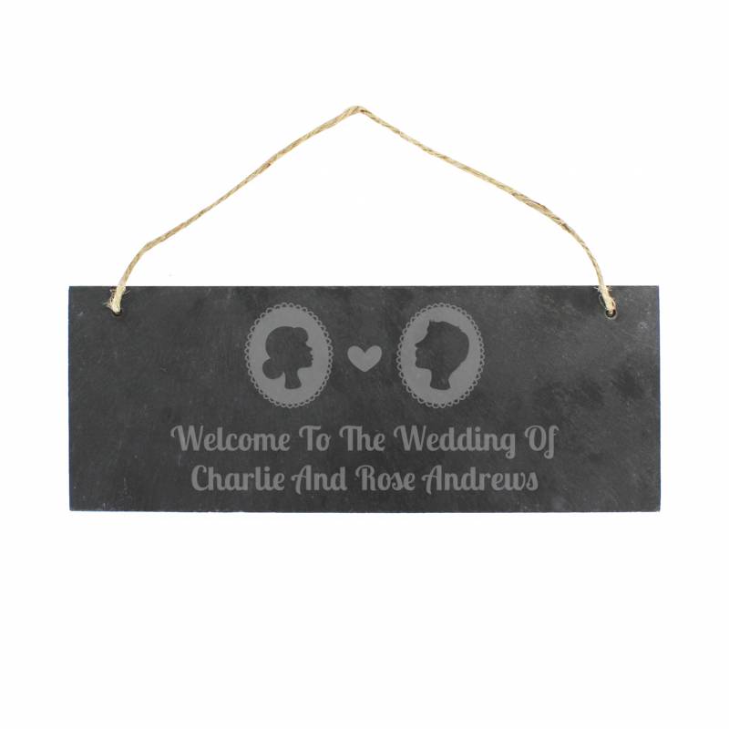 Personalised Cameo Hanging Slate Plaque