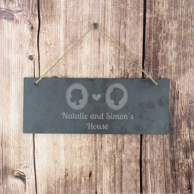 Personalised Cameo Hanging Slate Plaque