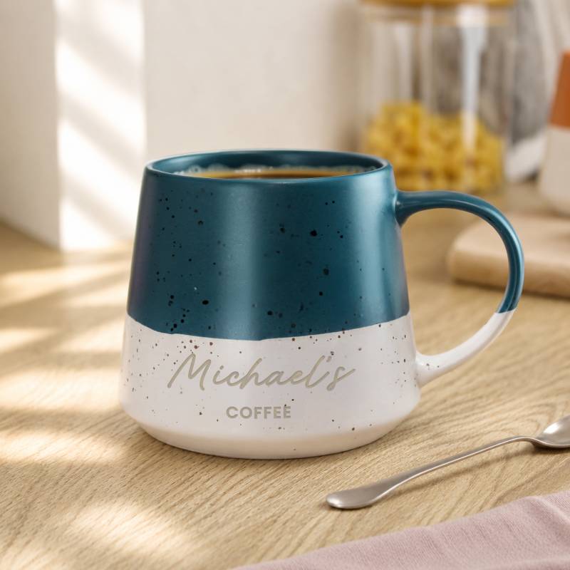 Personalised Message Blue Speckled Ceramic Mug Personalised Message Blue Speckled Ceramic Mug