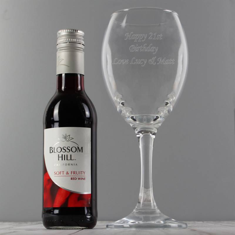 Personalised Red Wine & Wine Glass Set
