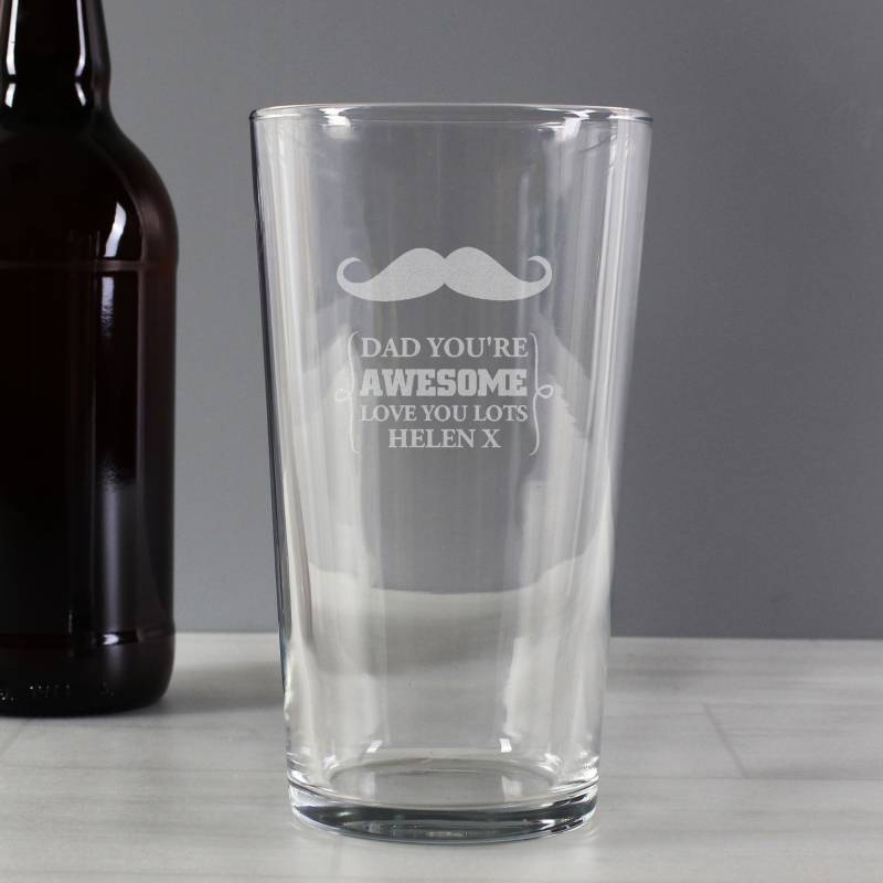 Personalised Moustache Pint Glass