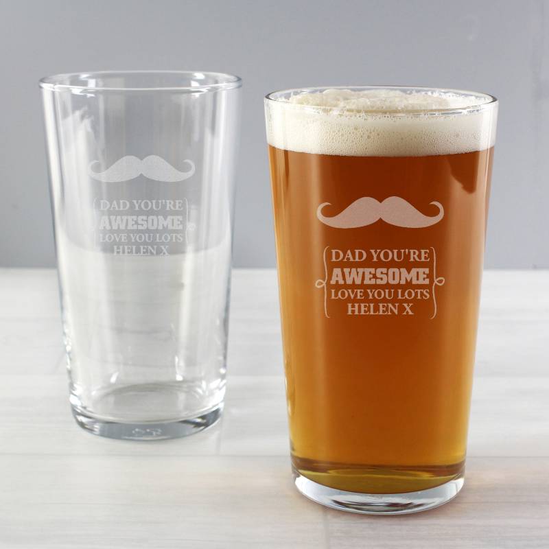 Personalised Moustache Pint Glass
