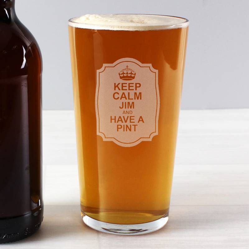 Personalised Keep Calm Pint Glass