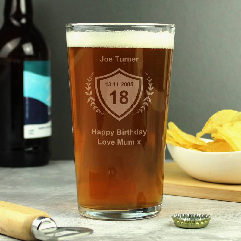 Personalised Age Crest Pint Glass