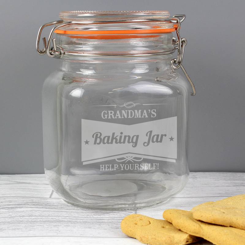 Personalised Retro Label Glass Clip Top Jar
