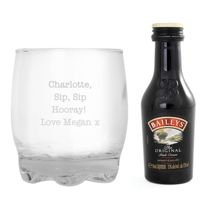 Personalised Glass and Baileys Miniature Set