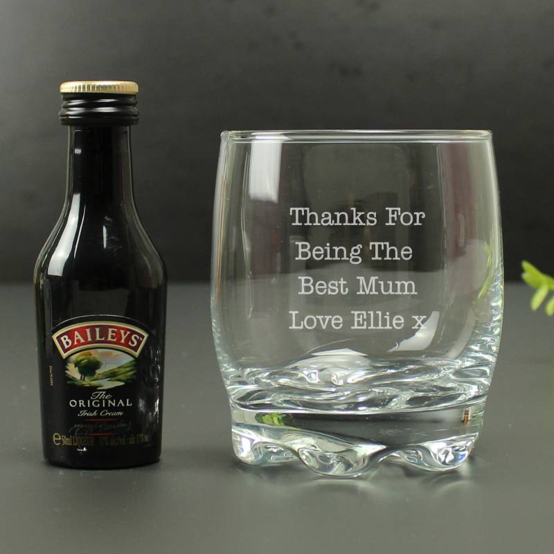 Personalised Glass and Baileys Miniature Set