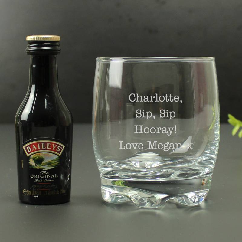 Personalised Glass and Baileys Miniature Set