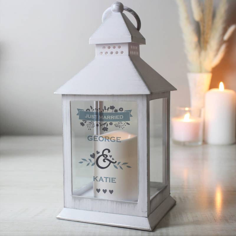 Personalised Couple's Floral White Lantern