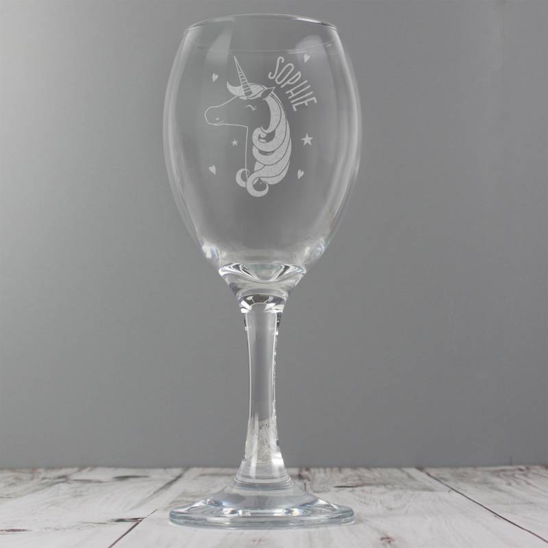 Personalised Unicorn Engraved Wine Glass