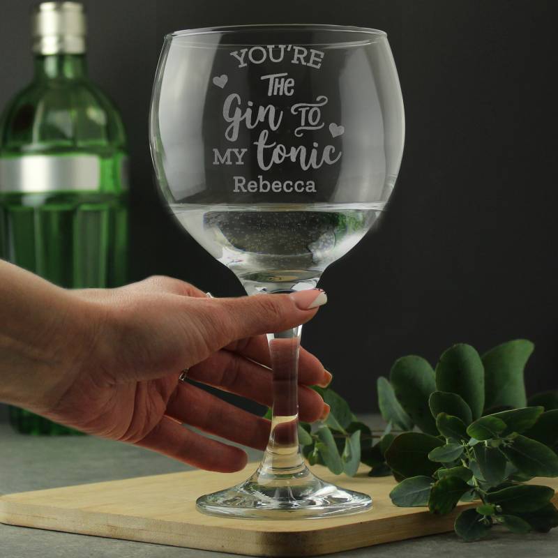 Personalised 'Gin to My Tonic' Gin Balloon Glass