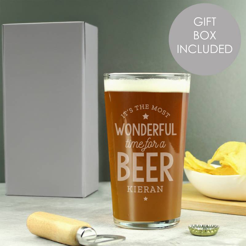 Personalised Wonderful Time For A Beer Pint Glass