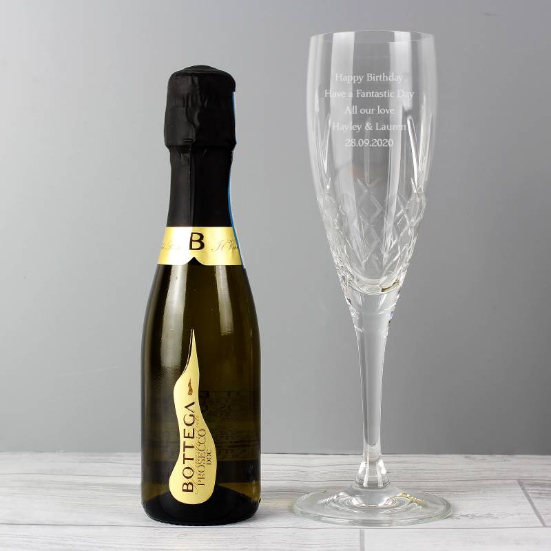 Personalised Crystal and Miniature Prosecco Set