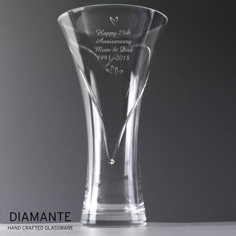 Personalised Swarovski Hearts Diamante Vase