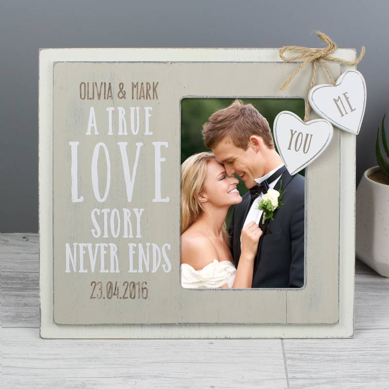 Personalised Love Story 4x6 Wooden Photo Frame